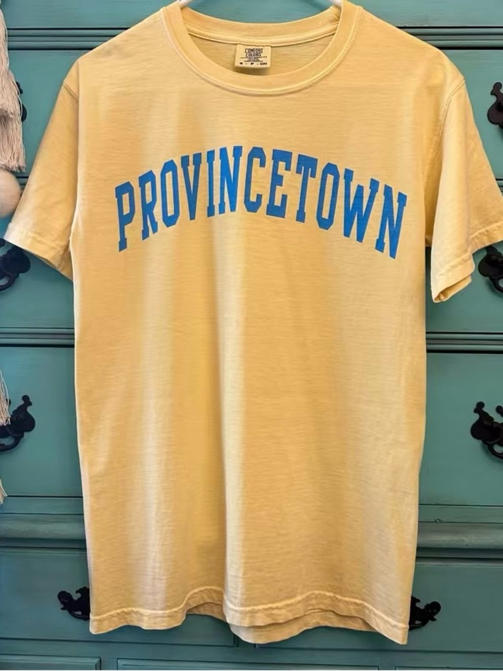Comfort Colors Butter Yellow Provincetown Graphic Tee Small Boxy Fit Pastel